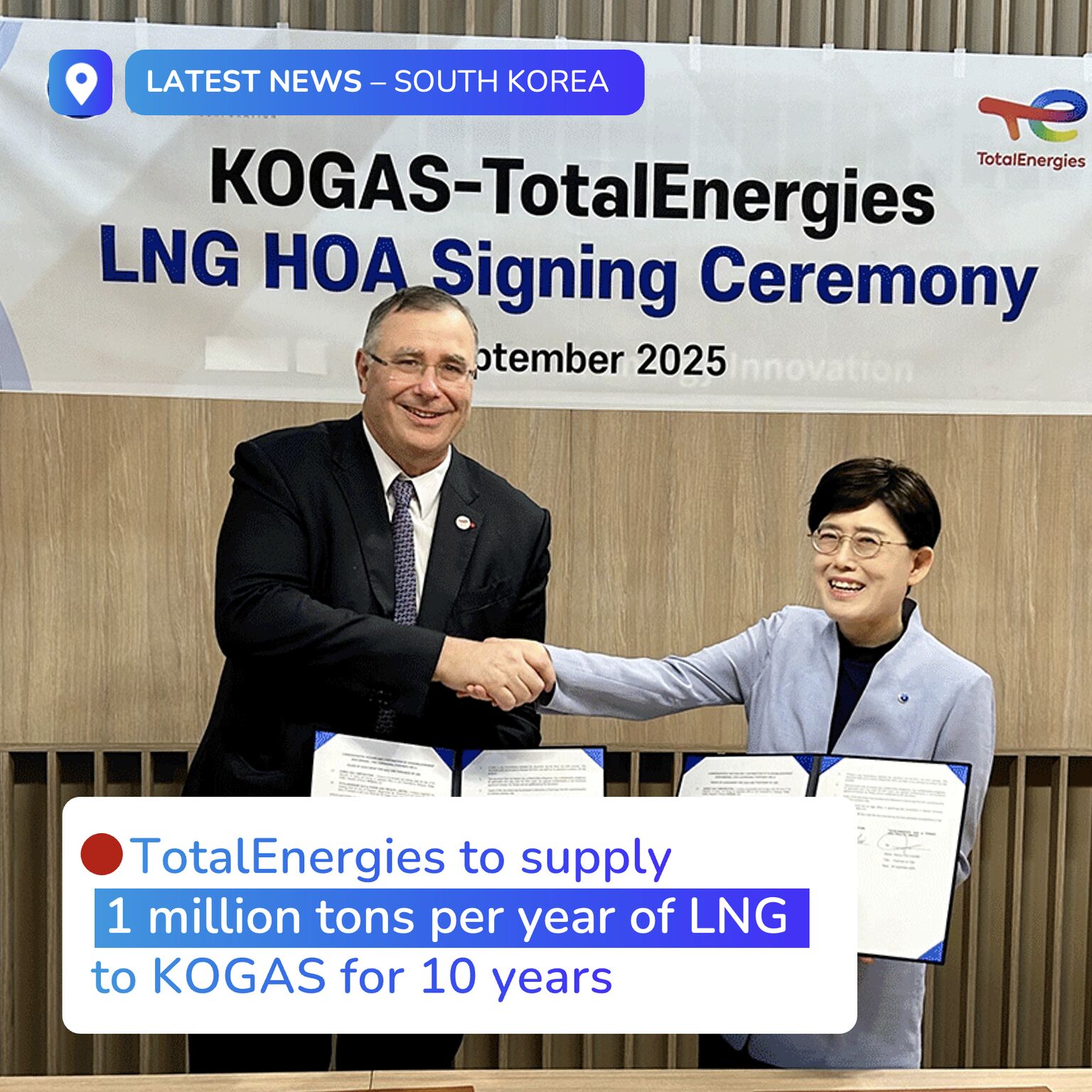 TotalEnergies to supply 1 MTPA of LNG to South Korea’s KOGAS for 10 years
