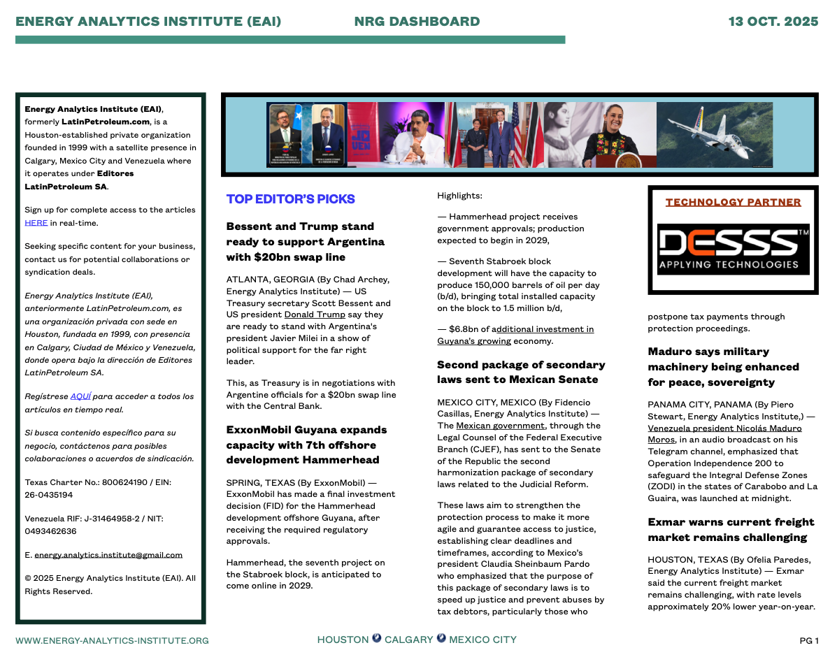 EAI NRG Dashboard 13 Oct. 2025 [free pdf download]